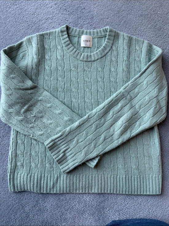 LESET Sweaters - LESET Cable Knit Crewneck Sweater - Seafoam Green